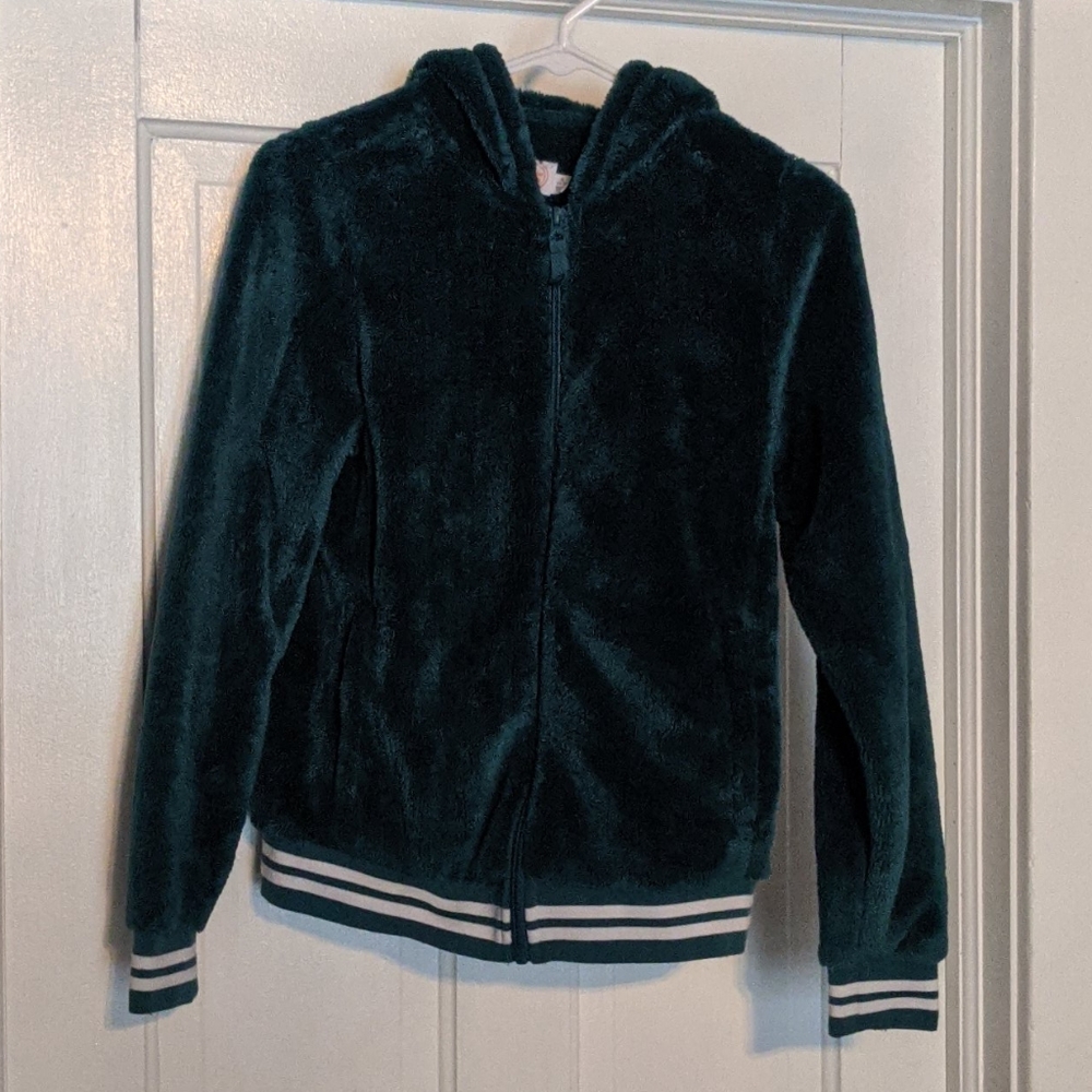 Wonder Nation Girls XL Fuzzy Zip Up Hoodie